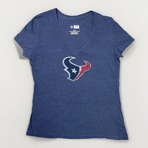 Houston Texans Women's Short Sleeve Shirt V Neck Large‎ NFL Team Apparel BLUE